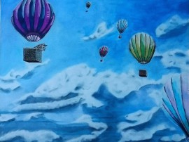 Heißluftballons in den Wolken